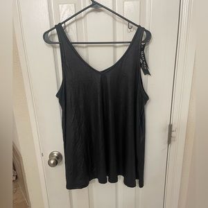 BNWT crazy train black faux leather tank. Sz large